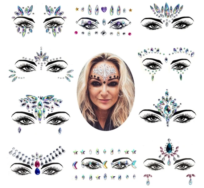 Wholesale Gem Eye Sticker Decoration Face Gem Jewels Body Art Crystals Rhinestones Adhesive Stickers for Women