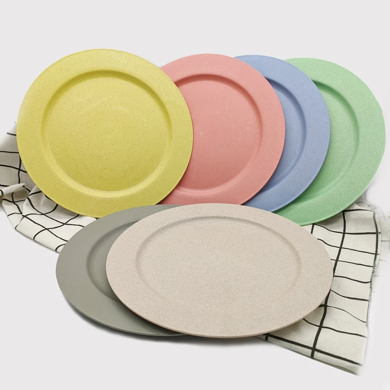 Eco-friendly Biodegradable Unbreakable Dinner Wheat Straw Restaurant Plastic For Picnic And Dishes plates for