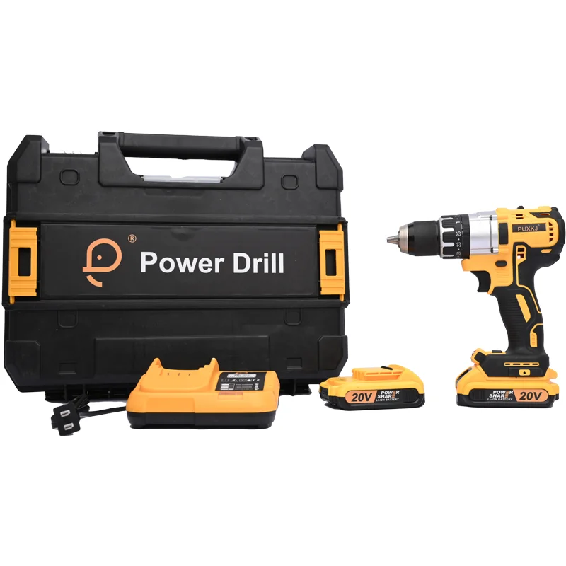 PUXKJ sample available 20V cordless tools electric hand drill with Li-ion Battery  mini brushless impact power drills DZWI2013Z