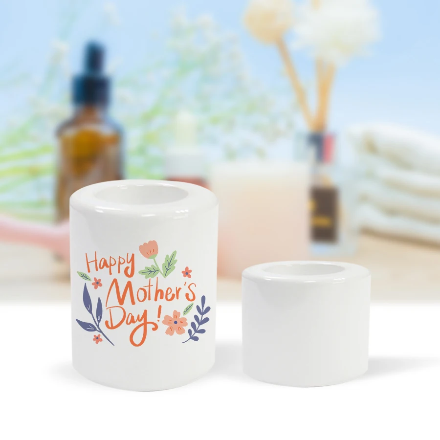 Sublimation blanks customized design white cylinder candle holder ceramic decoration candle containers