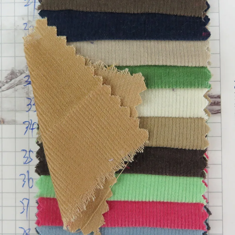 wholesale woven plain style 21 Wale none elasticity Corduroy 100% cotton fabric for Pants, dresses, coats