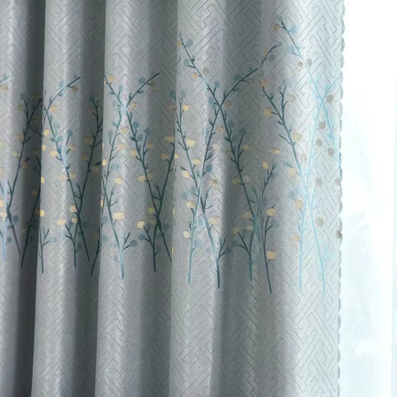 100% Polyester Jacquard Blackout For Window Blinds Geometric Jacquard Fabric Ready Made Curtains For The Living Room