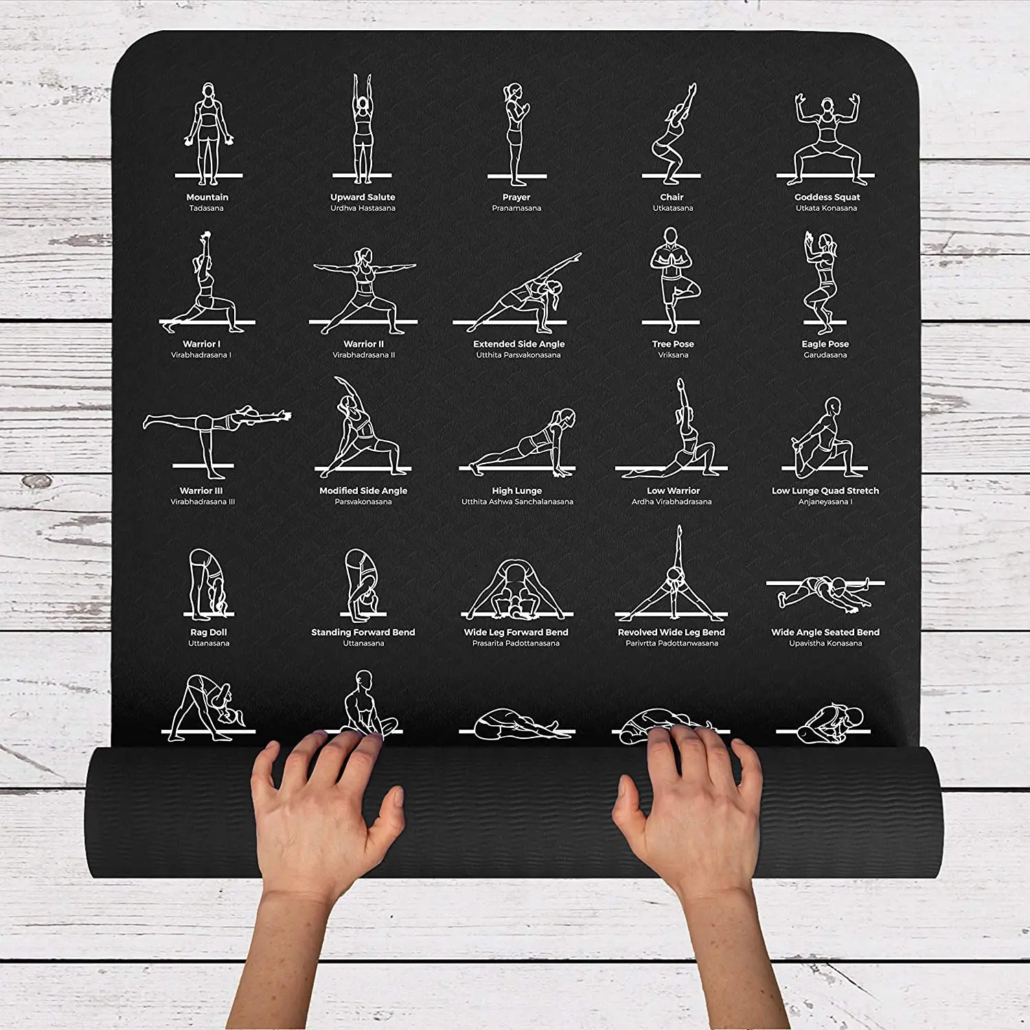Non-Slip Instructional Yoga Mats for Men & Women 70 Printed Poses For Beginner Amazon