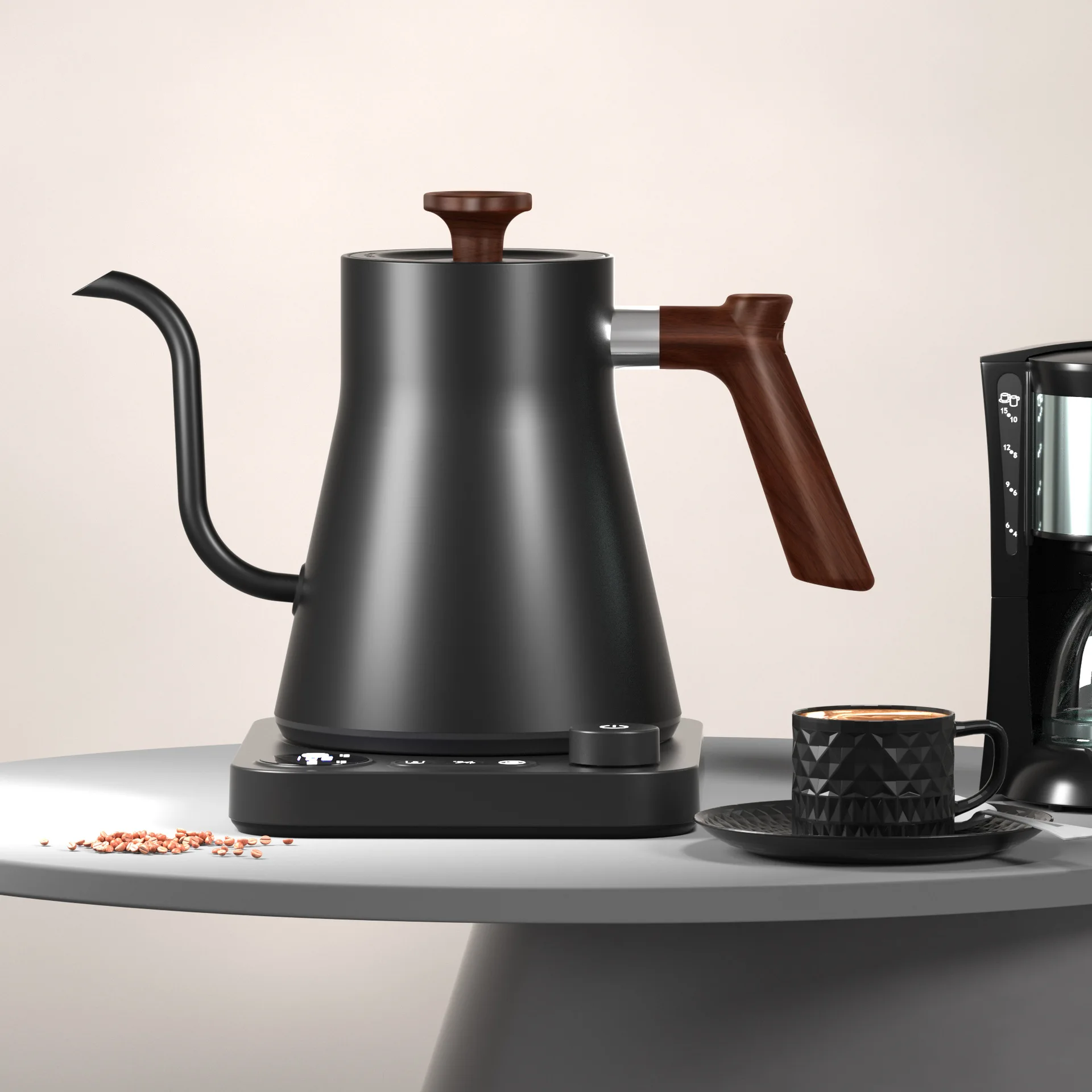 900Ml Stainless Steel Kettle Black Digital Smart Pour Over Coffee Tea Temperature Control Gooseneck Electric Kettle