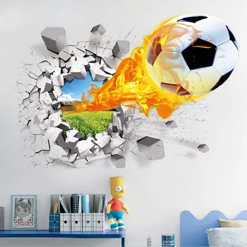 new factory wholesale flying football design kids removable wall sticker for home decor