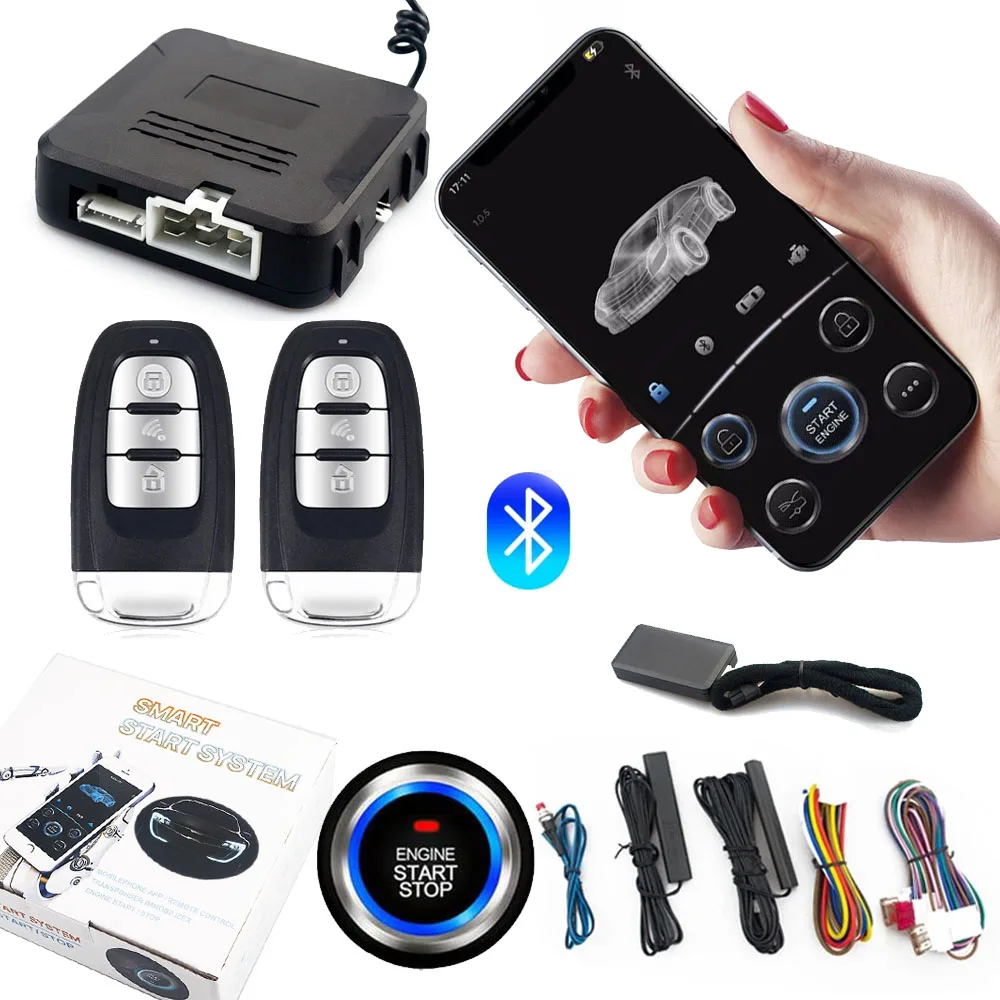 Smart BT Phone APP Control Keyless Entry EnginePush Button Remote Starter/Stop One Way Anti-theft car alarm system security