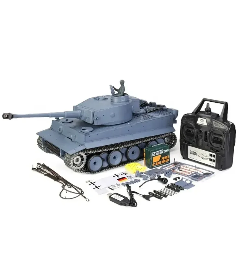 Henglong Upgrade 3818-1 RC Tank 1/16 Tiger I Metal Caterpillar & Gear Inducer HL Infrared 2.4G Flashlight & Sound Simulator Toys