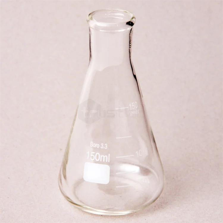 custom logo conical flask used in laboratory glassware bottom flask 100ml 250ml 500ml 1000ml 5000ml conical flask