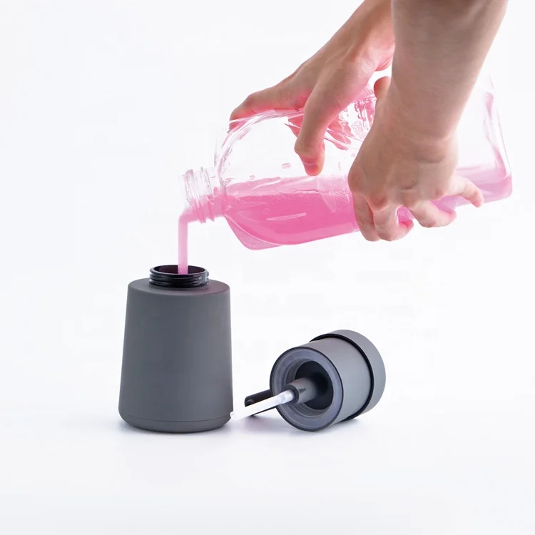 LongAn Free Sample 16 Oz 450ML Gray Empty Plastic Pet Square Toilet Soap Silicone Shampoo Airless Pump Bottle Factory From China