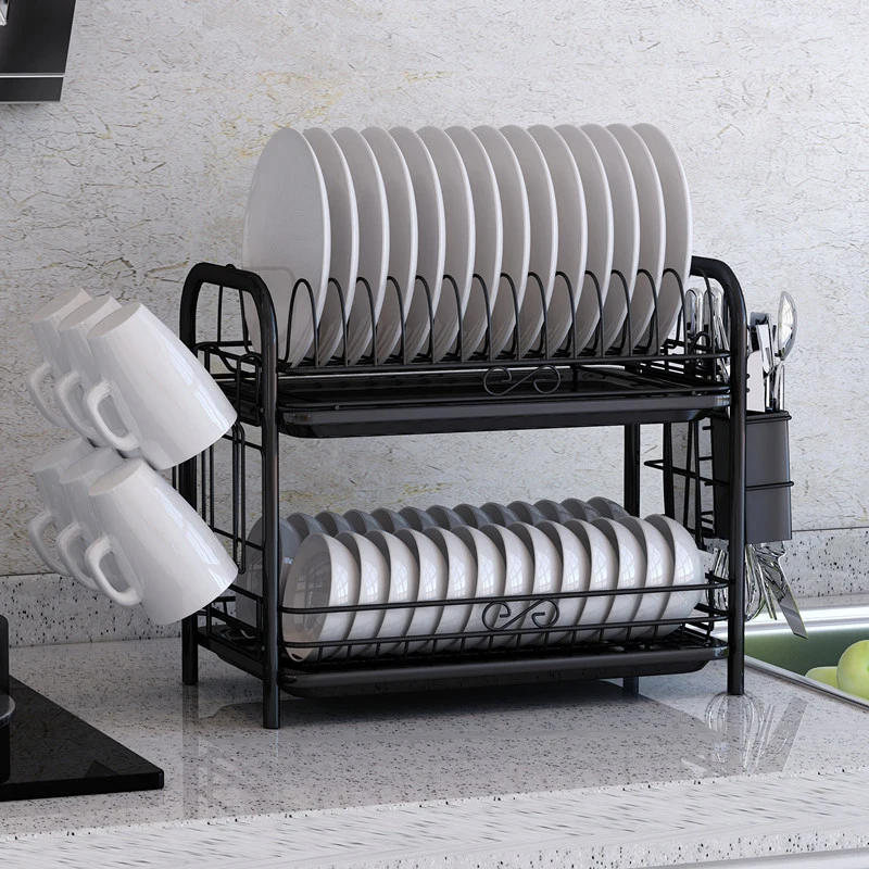 Kitchen  Plate Dish Rack Stainless Steel Dish Bowl Cups Spoon Stand Storage Rack