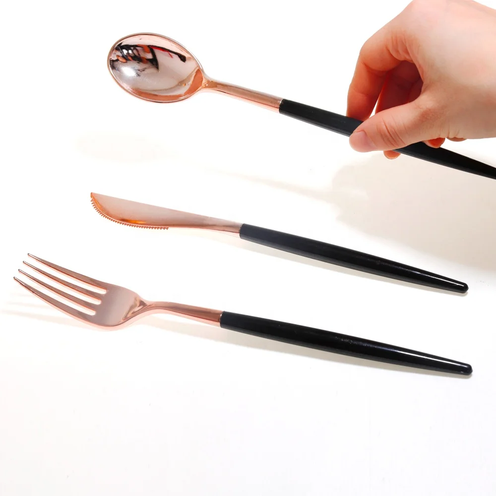 Vintage Style Gold Plastic Silverware Reusable