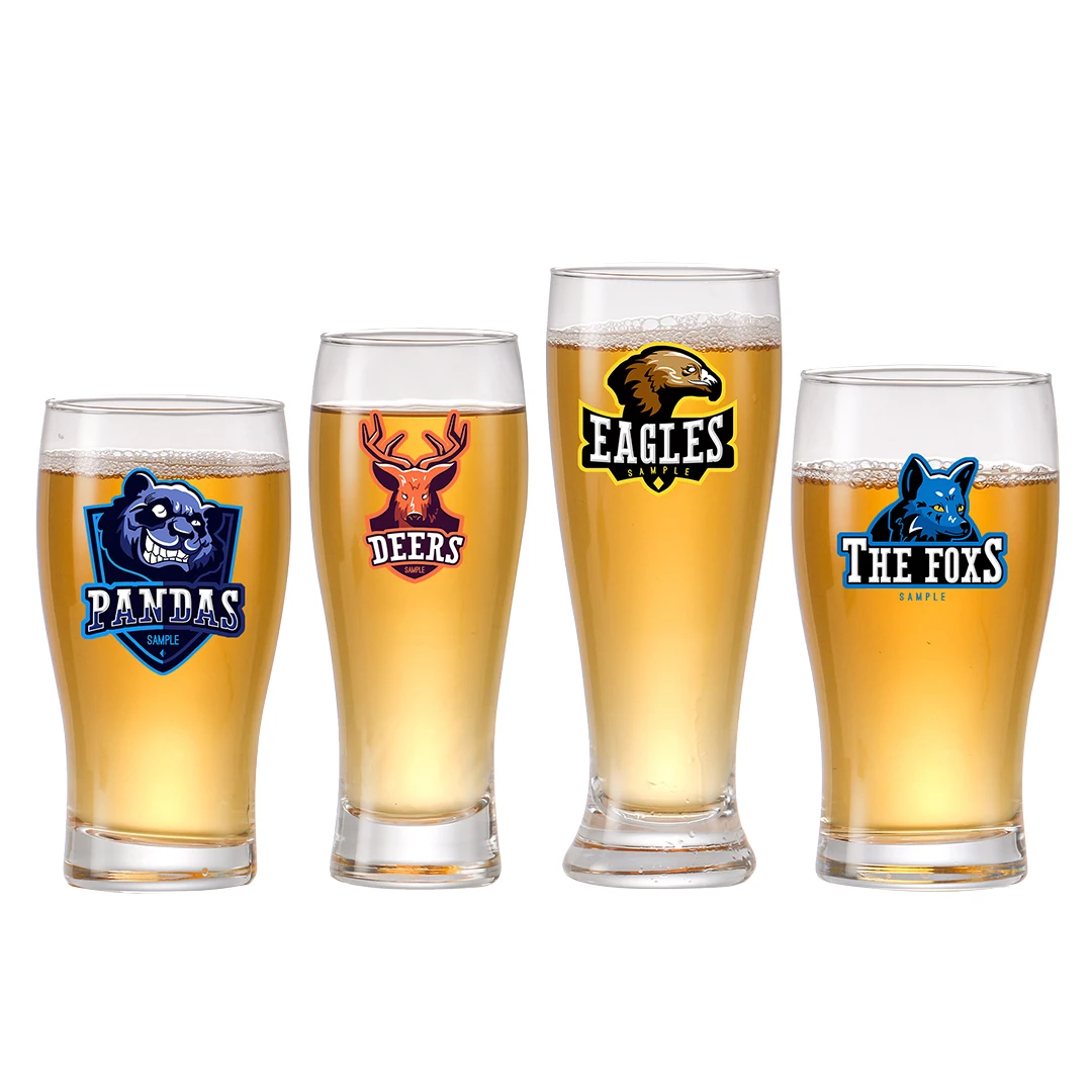 Wholesales China Hot Selling Home Bar Hotel Pilsener Shape With Custom Logo Blowing Beer Glass Tumblers Glass Beer Cups