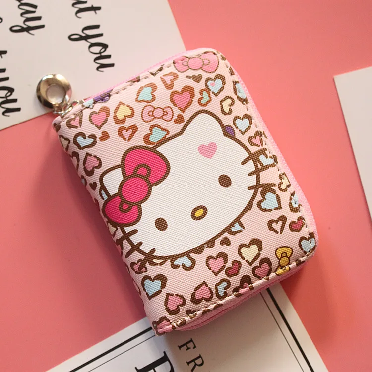 Кошелек для мелочи hello kitty с милым мультяшным рисунком Женский студенческий мини-кошелек на молнии Короткий держатель карт