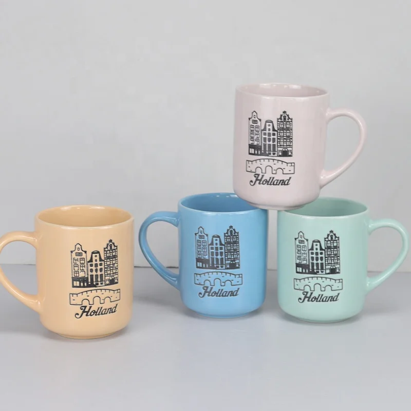 Factory Price Wholesale Custom Printed Silk Screen Stoneware Windmill Ceramic Souvenirs  Gift Coffee Mugs Personalized Design