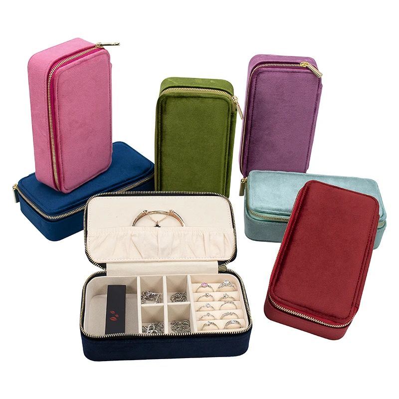 Long Embossed Crown Cloth Style Jewelry Ring Storage Boxes With Logo Wholesale Necklace Velvet Jewel Box