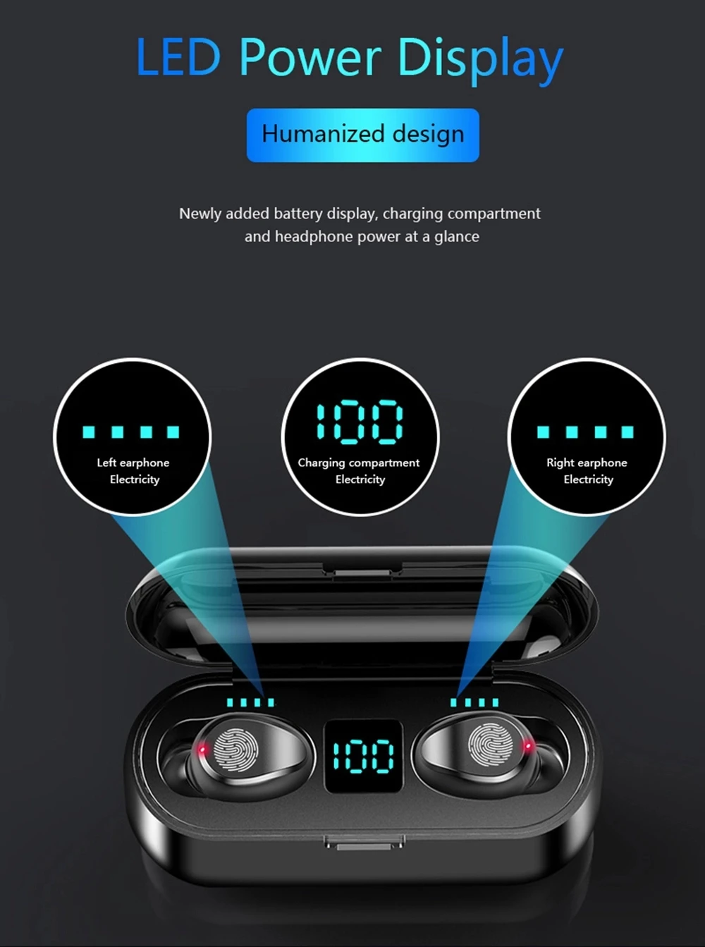 Free Sample F9-34 Tws Wireless Earphones Powerbank Power LCD Display F9 Earbuds Wireless Headphones