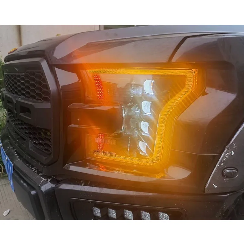 KLT LED F150 Raptor four Head lamps For Ford F150 2015 -2017 Refit headlights daytime running lights