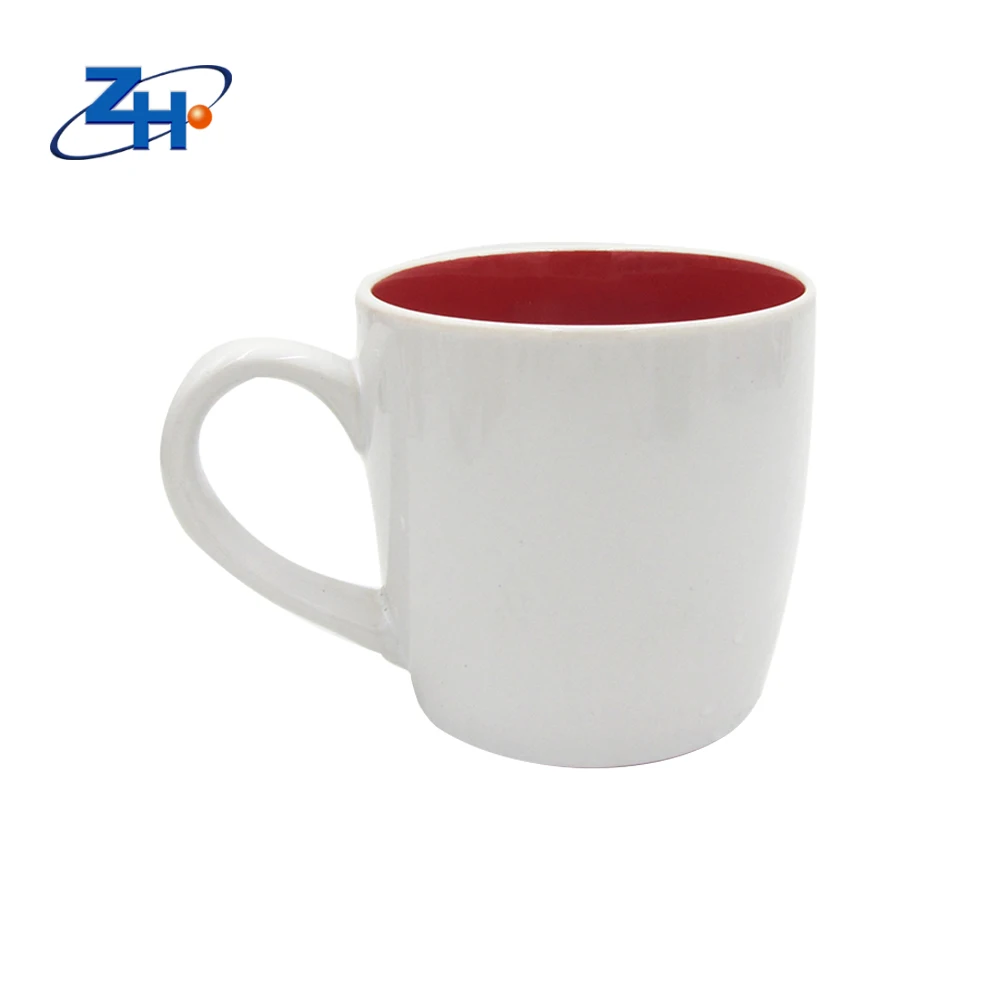 Ceramic Breakfast Milk Tea Cup Tea Cups and Mugs Inside Large Jumbo Round Shaped Ceramic Camping CLASSIC Good HANDGRIP White Red