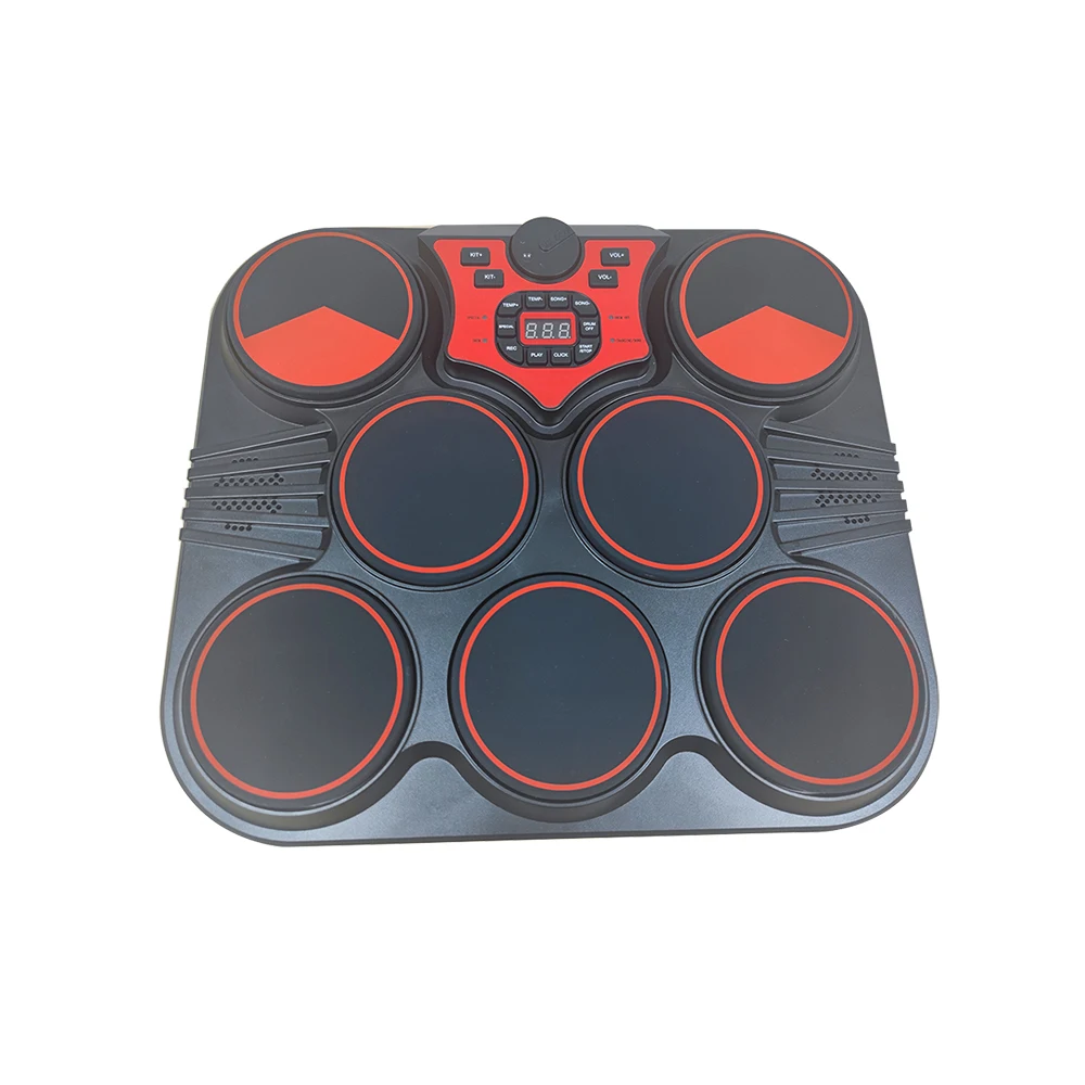 Electronic Portable 7 Pads Music Percussion Pad Rechargeable Battery Tabletop Digital Practice Drum Set