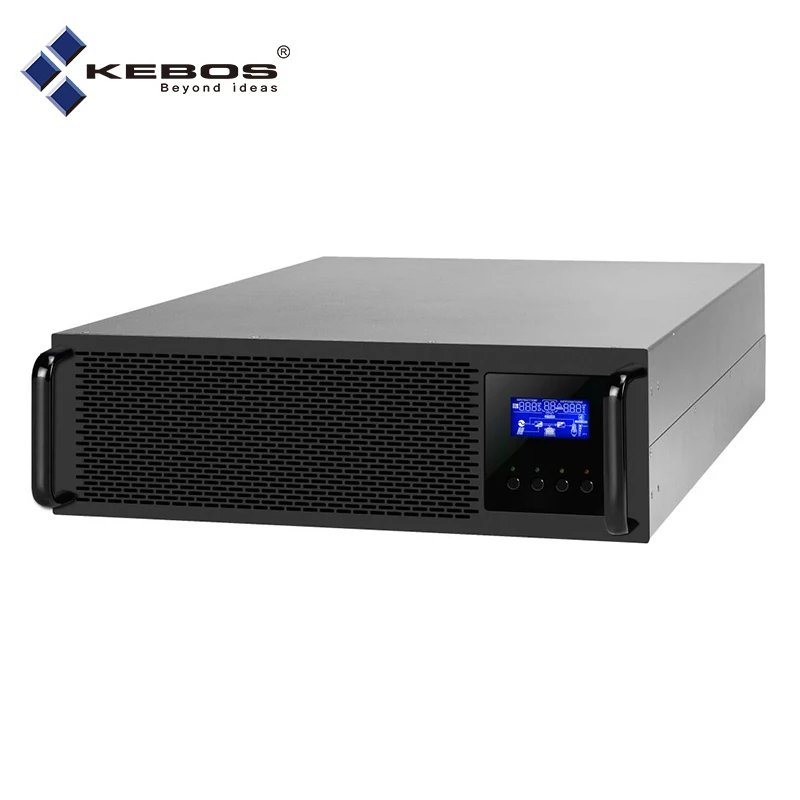 KR11-1K Kebos (L) SNMP USB RS232 порты чистая Синусоидальная волна 1000va 900 Вт однофазная онлайн-стойка с ЖК-дисплеем