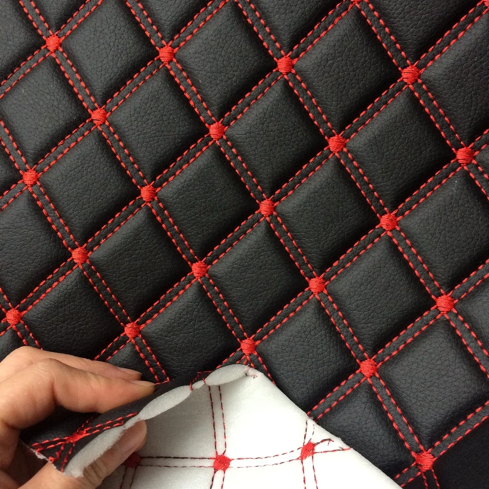 Diamond Stitching Design PVC Embroidery Leather for Car Seat Cover/ Car Mat with Various Designs