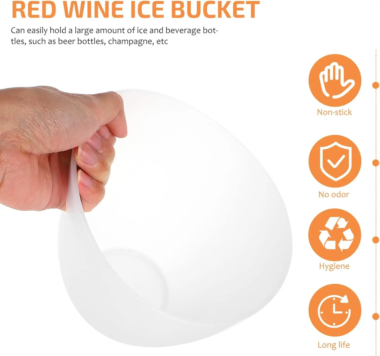 3L Capacity Plastic Black White Color Single Handle Beer Whisky Wine Vodka Ice Bucket Cooler With Customized Logo