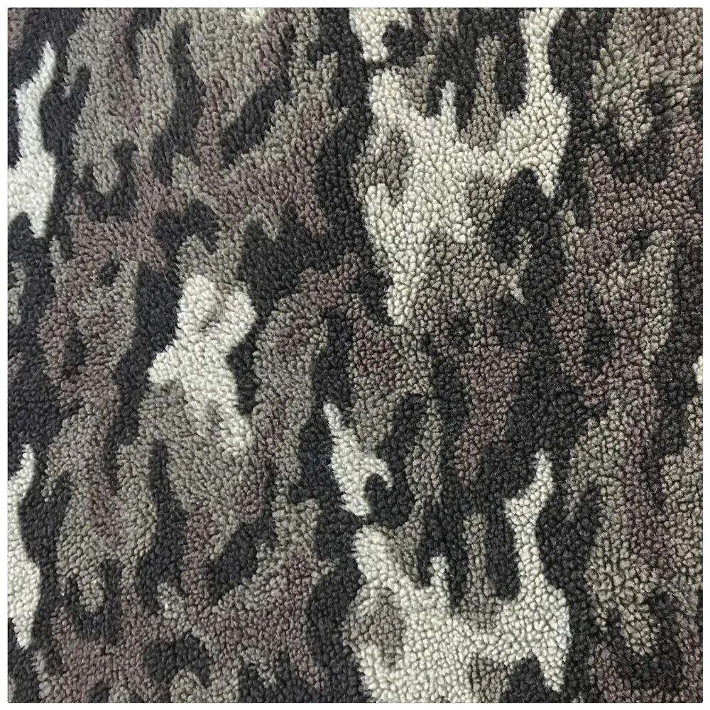 Recycled camouflage Jacquard Colorful Printed Sherpa Lambs Fleece Faux Fur Fabrics