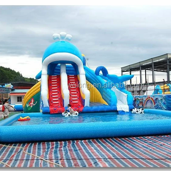 Hot selling commiercial inflatable Little whale paddling in the water slide,it can be customized, factory direct sales
