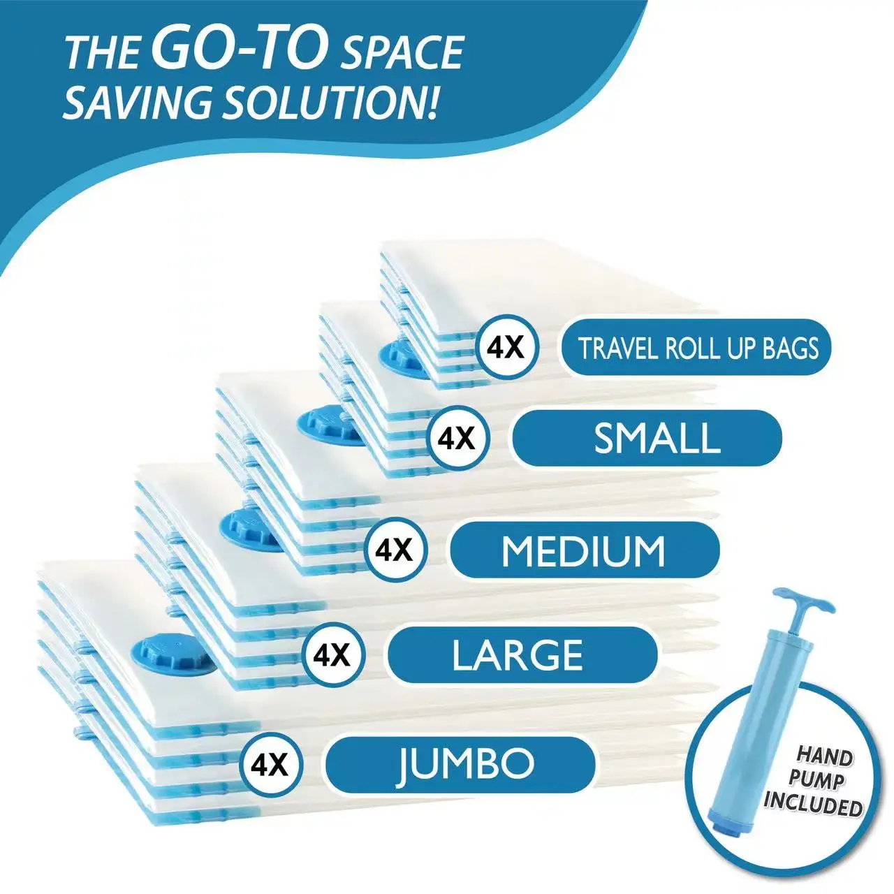 4 Sizes Rolling Type Space Saver Vacuum Compression Storage Bags Travel No Vacuum With Hand Pump 15 Vacuum Storage Bags