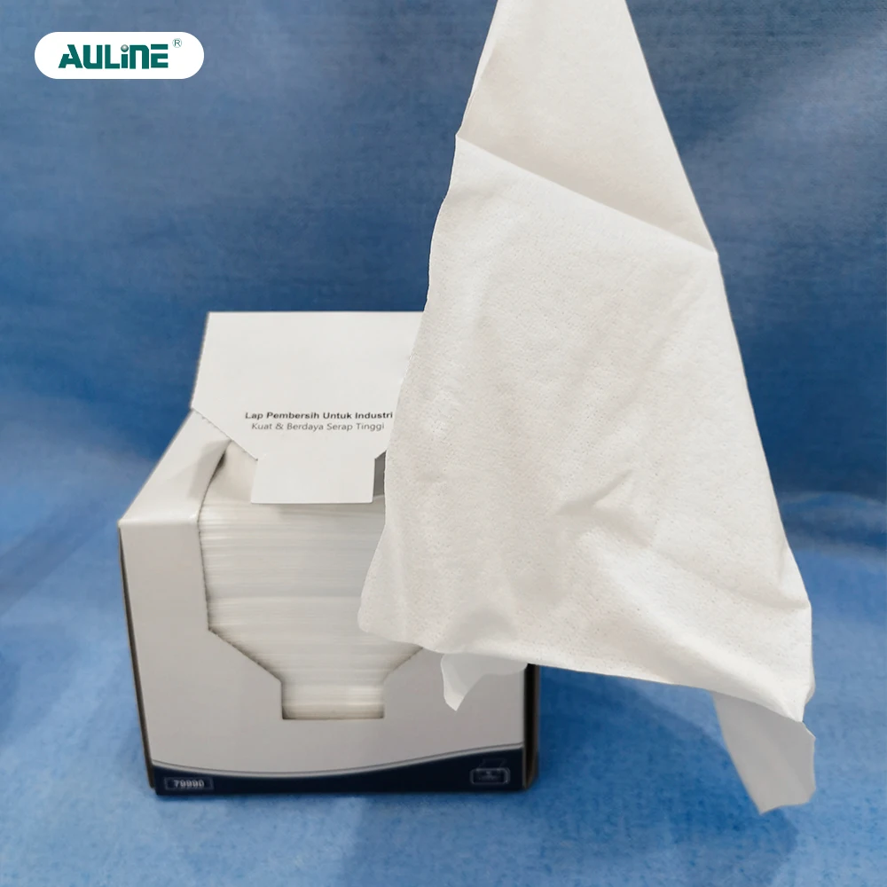 Wholesale Custom Boxed Industrial Dry Disposable White Spunlaced Nonwoven Cleaning Cloth Wipes