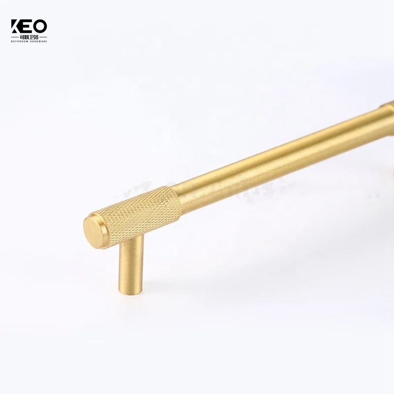 Kitchen Furniture Hardware T Bar Copper Drawer Handle Cabinet Cupboard Solid Brass Knurled Pull Handles