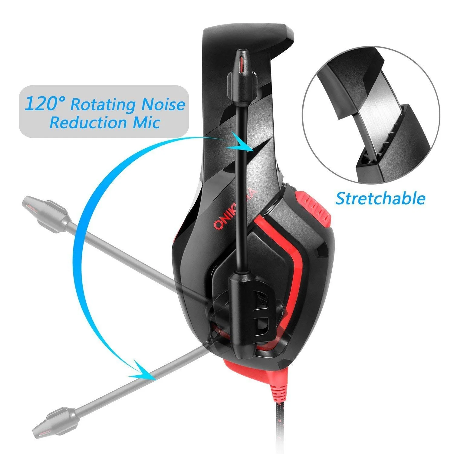 ONIKUMA Portable K1B Gaming Headset Digital Light Flexible Headband 3.5mm Interface K1B Gaming Earphones&headphones