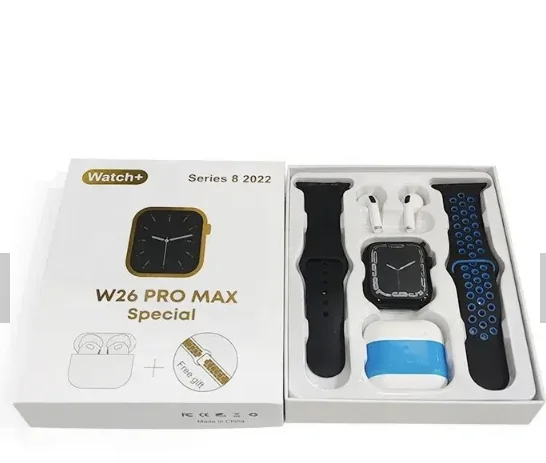 2023 New Latest W26 pro max special mart watch with airbuds heart rate wireless earphone 2 in 1 T55 pro max smartwatch with TWS