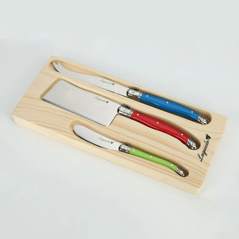 Hot Selling  Price Professional Laguiole Butter Cheese Knives with Plastic Handle Cheese Tools with Gift Box