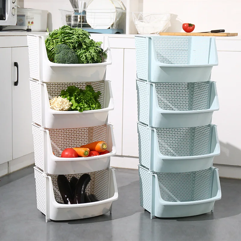 Kitchen Rack Vegetable Floor Multi-layer Vegetable Basket Put Vegetable Rack Kitchen Cabinet Plastic Storage Rack