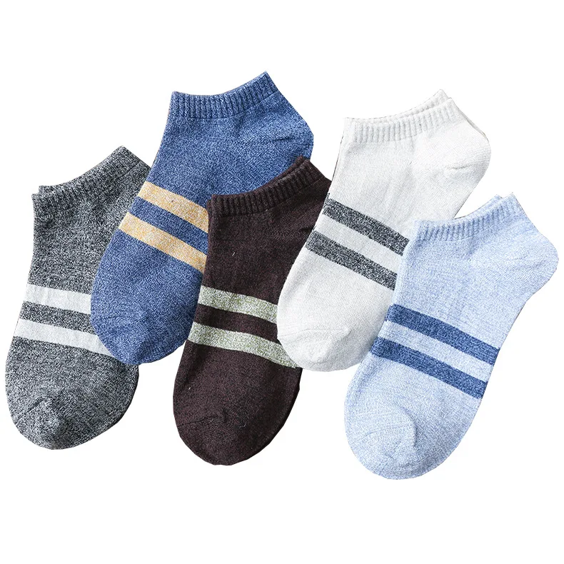 Spring Summer Classic All-match Stripes Short Boat Socks Cotton Sweat-Absorbent Casual Men Socks