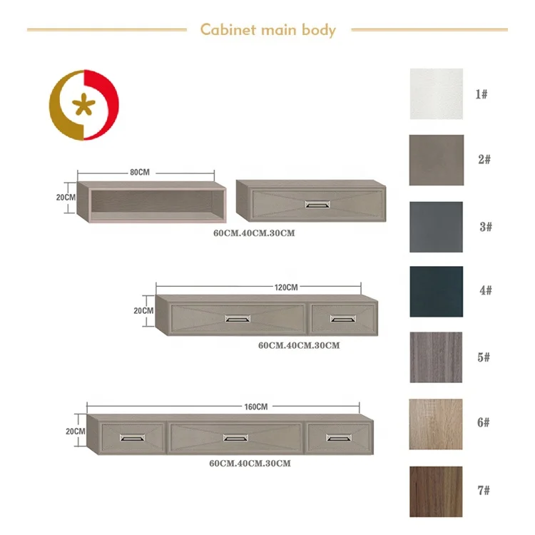 Classic modern multiple sizes cabinet suit leather wood chest of drawers for bedroom