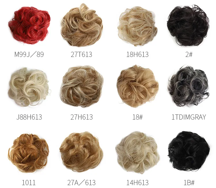 
Best Selling Real Curly Messy Bun Synthetic Hair Chignon Scrunchie Hair Extension Donut Bun Ponytail Hairpiece feels real hairs 