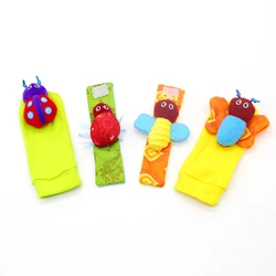 2021 new baby animal wrist strap socks baby animal watch strap with small rattle bell newborn toy