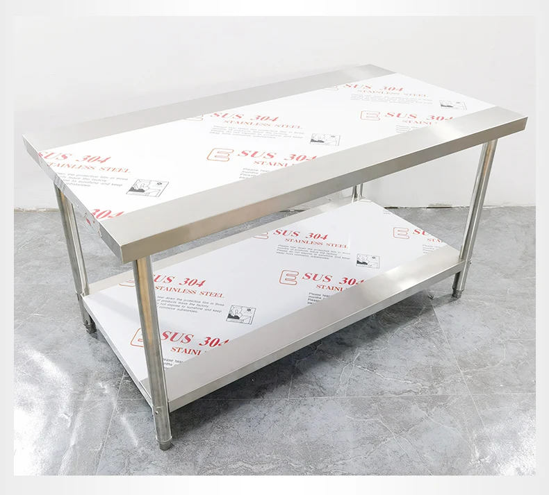 1.8M Work table Stainless steel double-layer custom countertop
