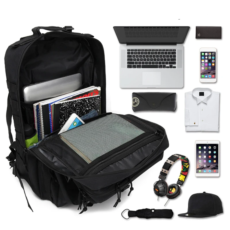 3 Day Assault Pack Molle Bug Out Bag Military Large Army 50L Tactical Backpack