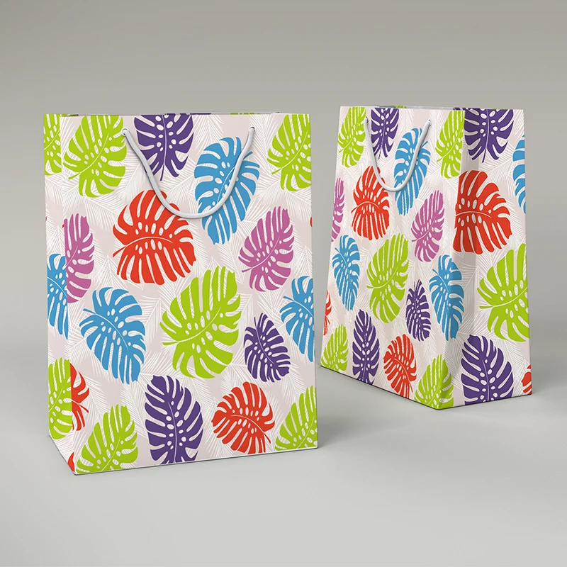 Custom Size Colorful Multi Leaf New Arrival Paper Bags Gift Packaging Yiwu Wholesale Paper Bag For Gift Clothing Business
