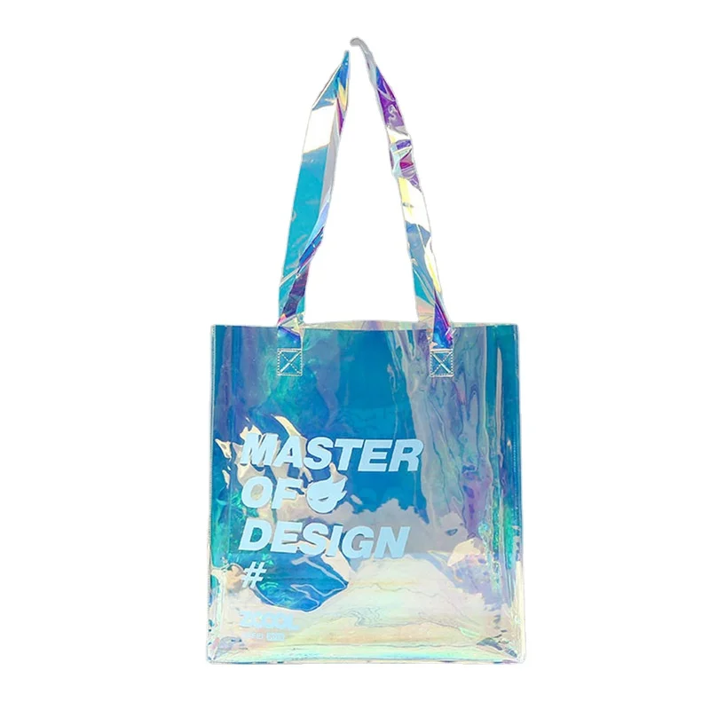 Wholesale customized size PVC tote bag waterproof holography shopping bag