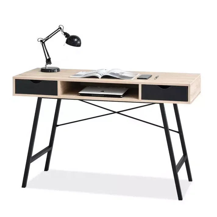 Cheap Odm/oem study table with two storage drawers simple modern wooden computer desk