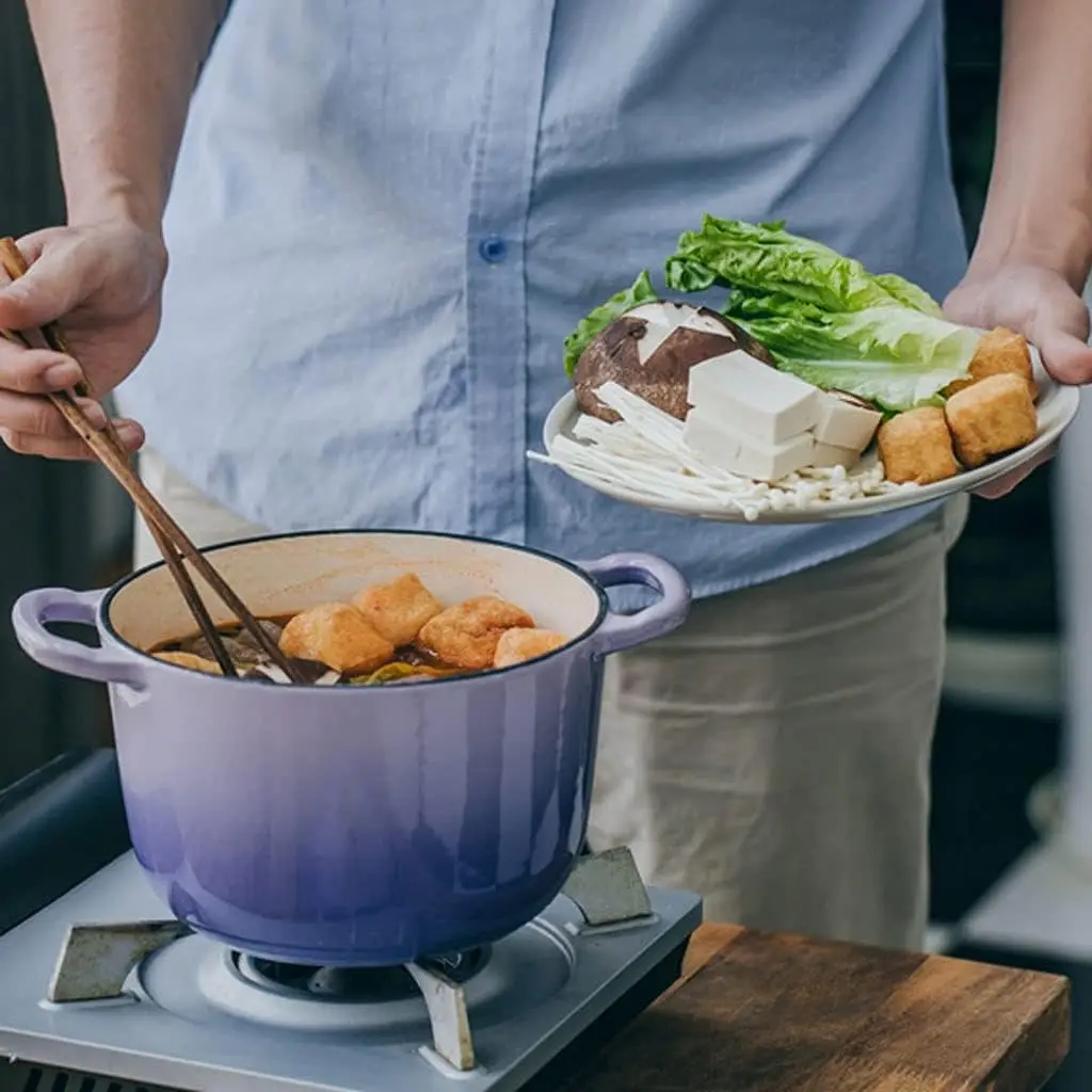 Чугунные кастрюли для приготовления пищи в китайском стиле домашняя суповая кастрюля с крышкой и цветной коробкой набор многоцелевой посуды