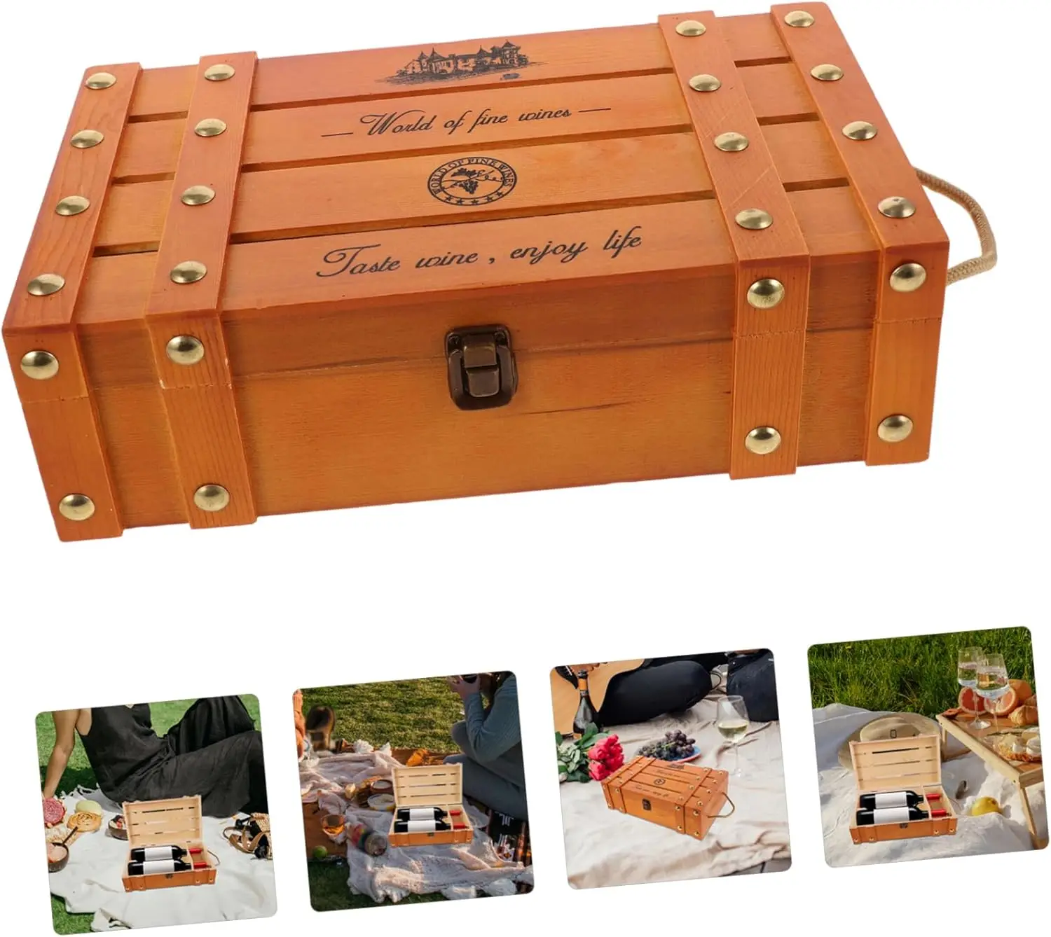 Box Wooden Wine Packaging Box Storage Carrier Liquors Bottle Carrying Bottle for Wine Case Wedding Decor