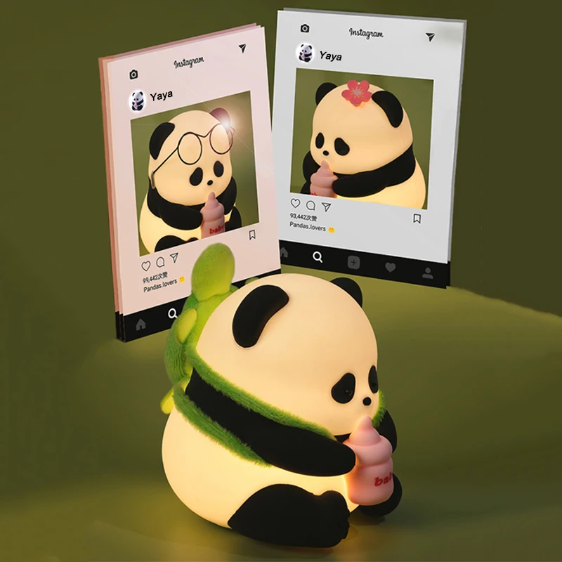 New Cute Cartoon Panda Night Light LED Usb Rechargeable Bedside Lamp Home Decor Night light For Child Gift