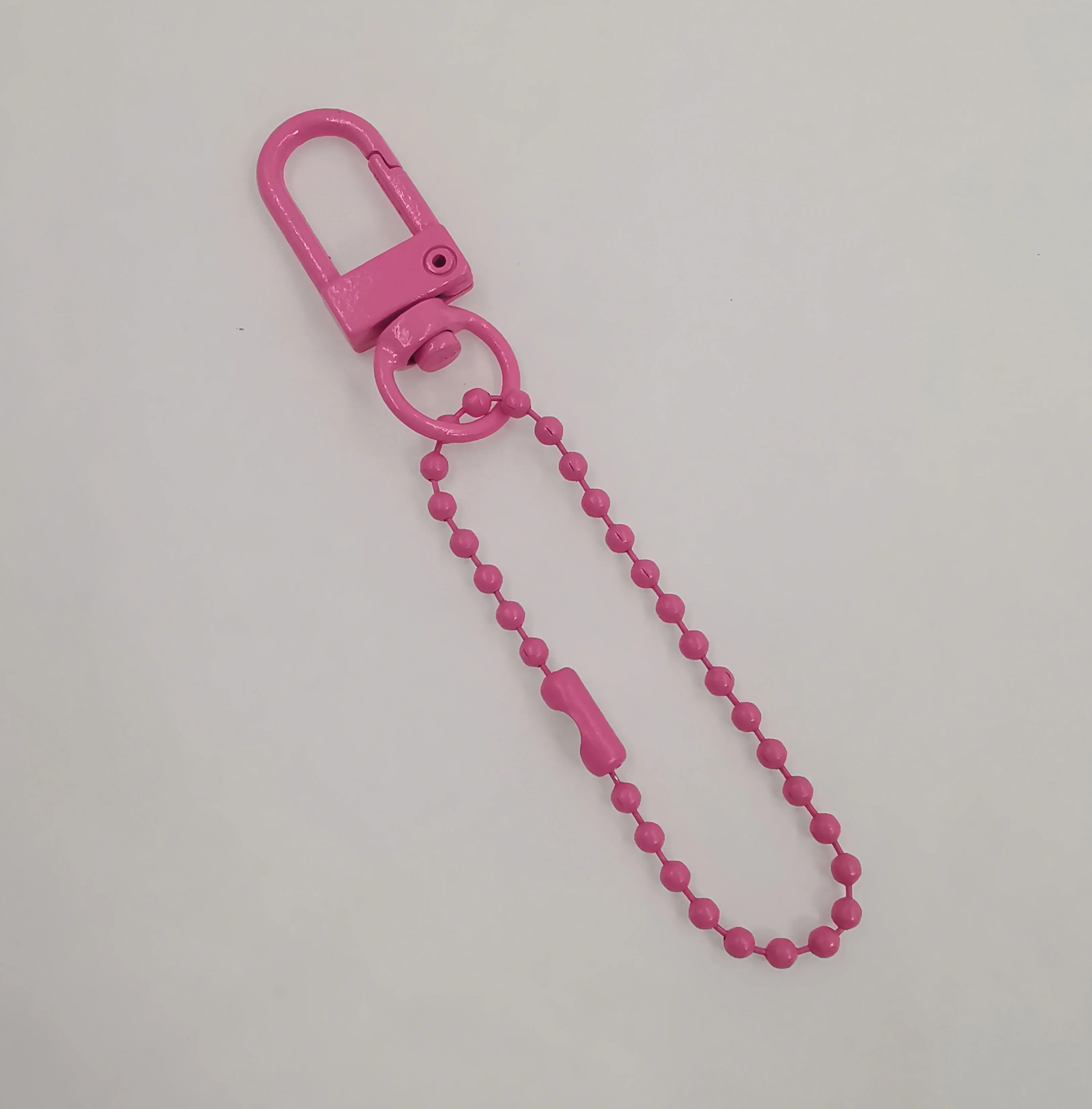 2.5Inch Small Mini  Rose Gold Heart Shape Rotating Ring Swivel Snak Hook Clip Clasp Coloured Silver 22Mm  Keyring With Ball Bead