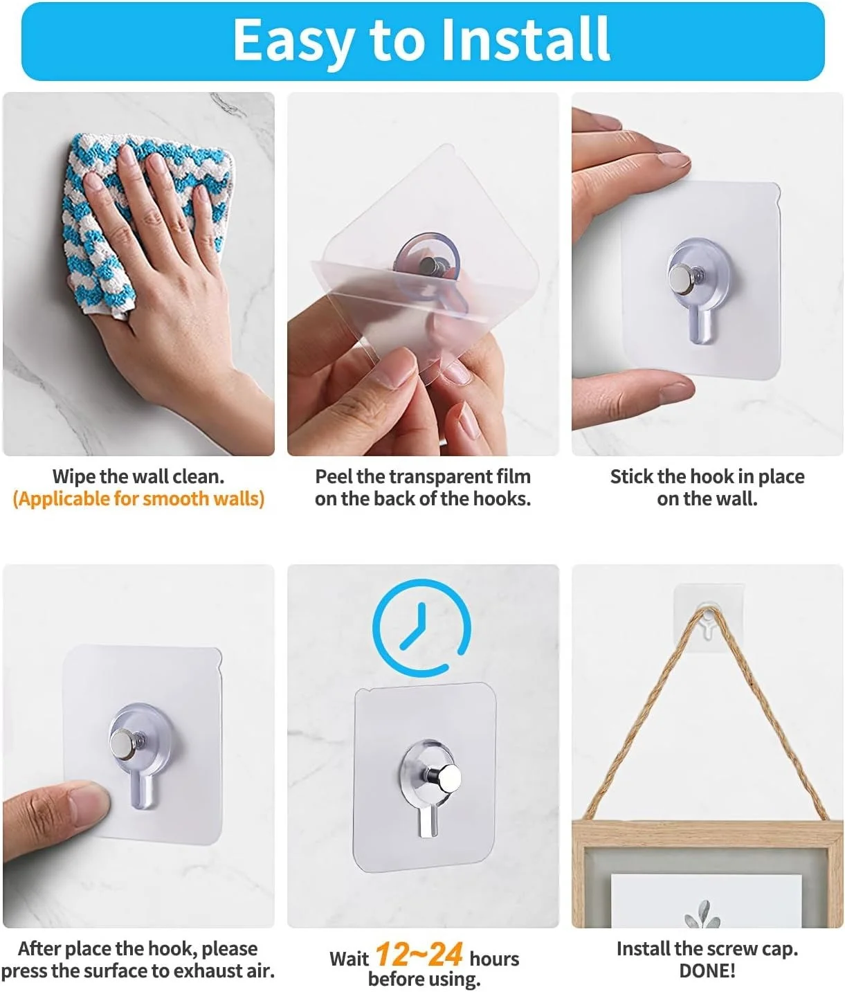 Multifunction Adhesive Wall Mounted Picture Hanging Hook Removable Hanging Object Hook