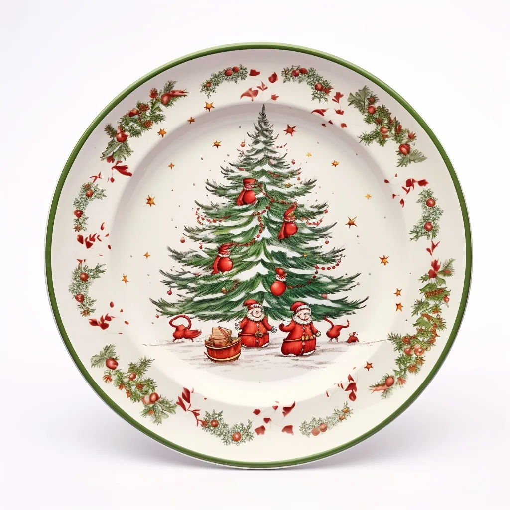 Custom 12pcs porcelain dinnerware set with customized xmas design , gift set christmas dinner plate